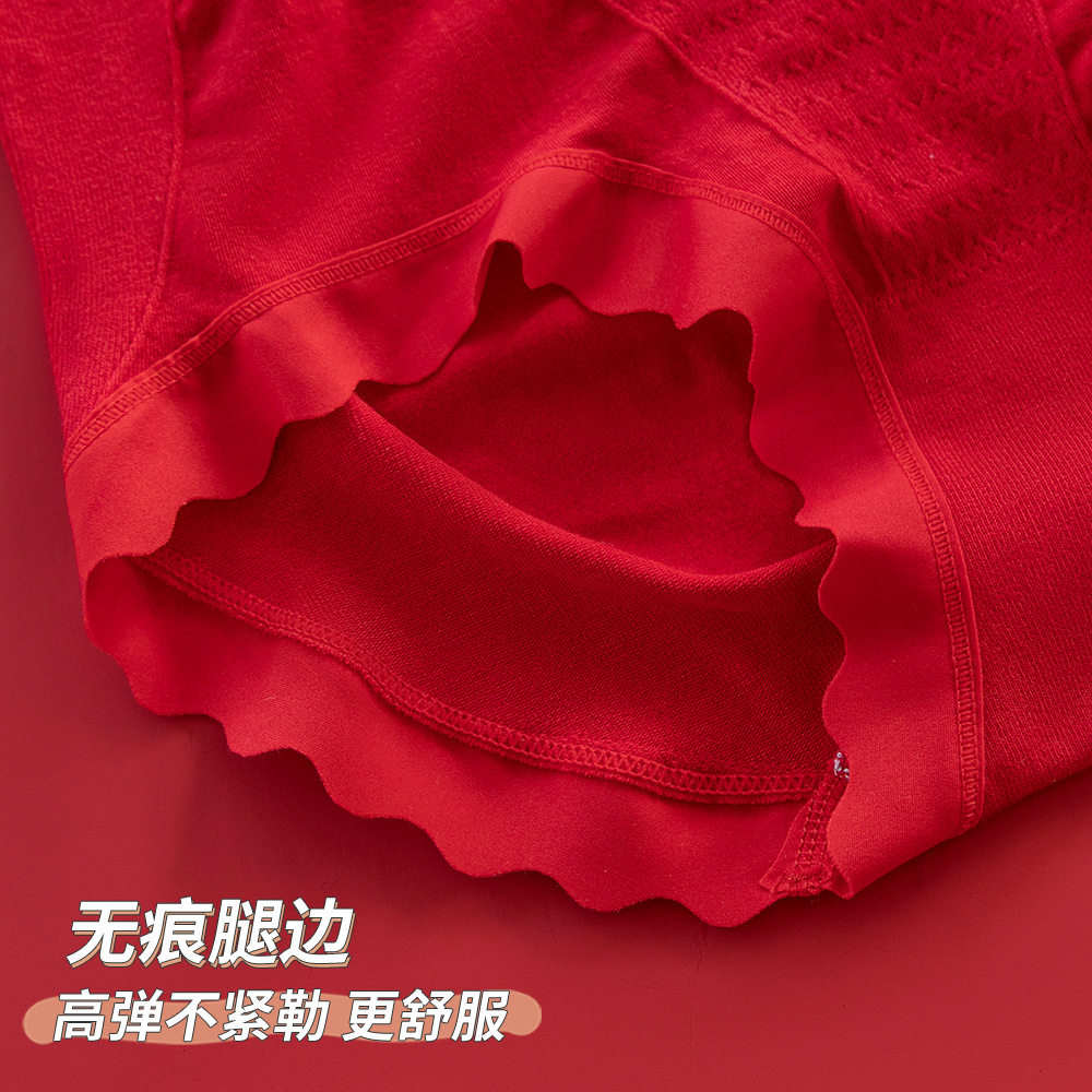 Red Underwear for Women in Their Zodiac Year, High Elastic Butt Lift 10A Antibacterial Mulberry Silk Maintenance Crotch Large Size Mid-Waist Briefs