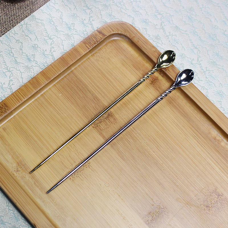 Antique threaded metal tea spoon antique copper dial bamboo spoon tea dial teaspoon tea ceremony accessories alloy wholesale