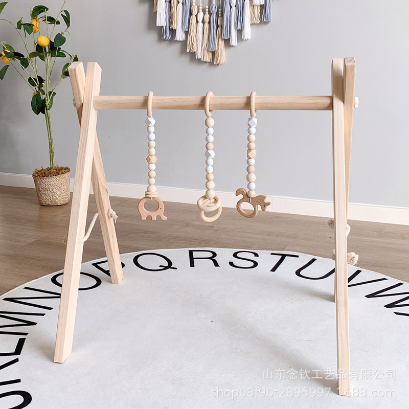 Baby fitness rack newborn wooden fitness equipment wooden children's educational toys foldable baby exercise rack