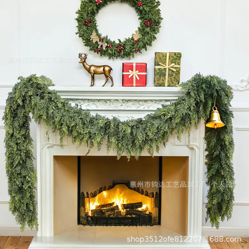 New Decorative Norfolk Artificial Green Plant with Realistic Texture, Rattan Front Door Hanging Decoration, Wall Hanging, Dining Table Ornament