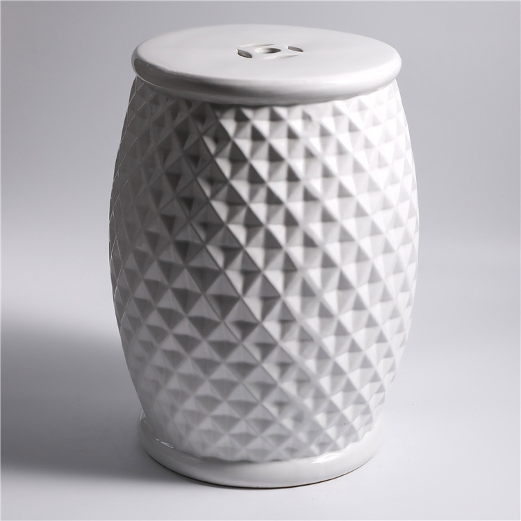 White Series Ceramic Drum Stool Porcelain Pier Cool Pier Sitting Stool Sofa Side Table Dressing Stool Model Room Soft Decoration Ornaments