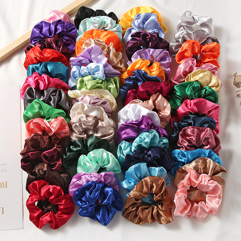 Cross-Border Amazon Large Intestine Hair Tie Ins Retro Simple Versatile French Satin Artificial Silk Silks and Satins Hair Accessories