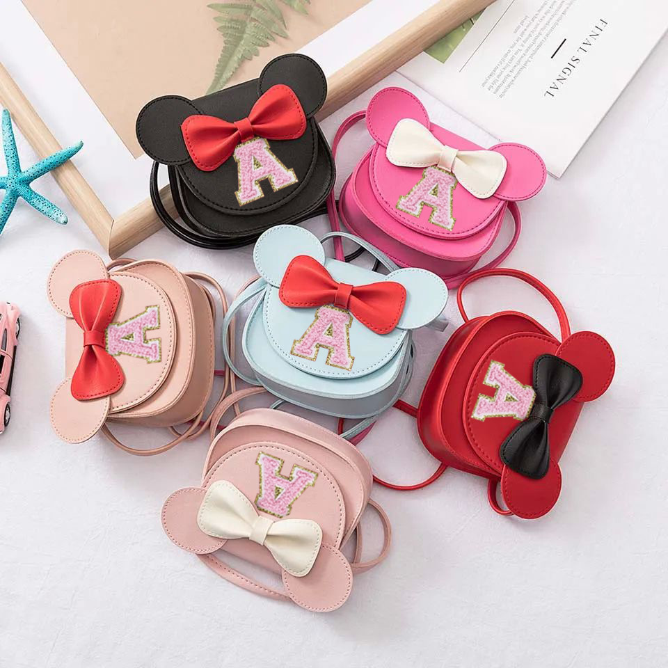 Cross-Border New Bow Letter Bag Korean Style Girls Fashion Shoulder Crossbody Mickey Children's Mini Trendy Bag