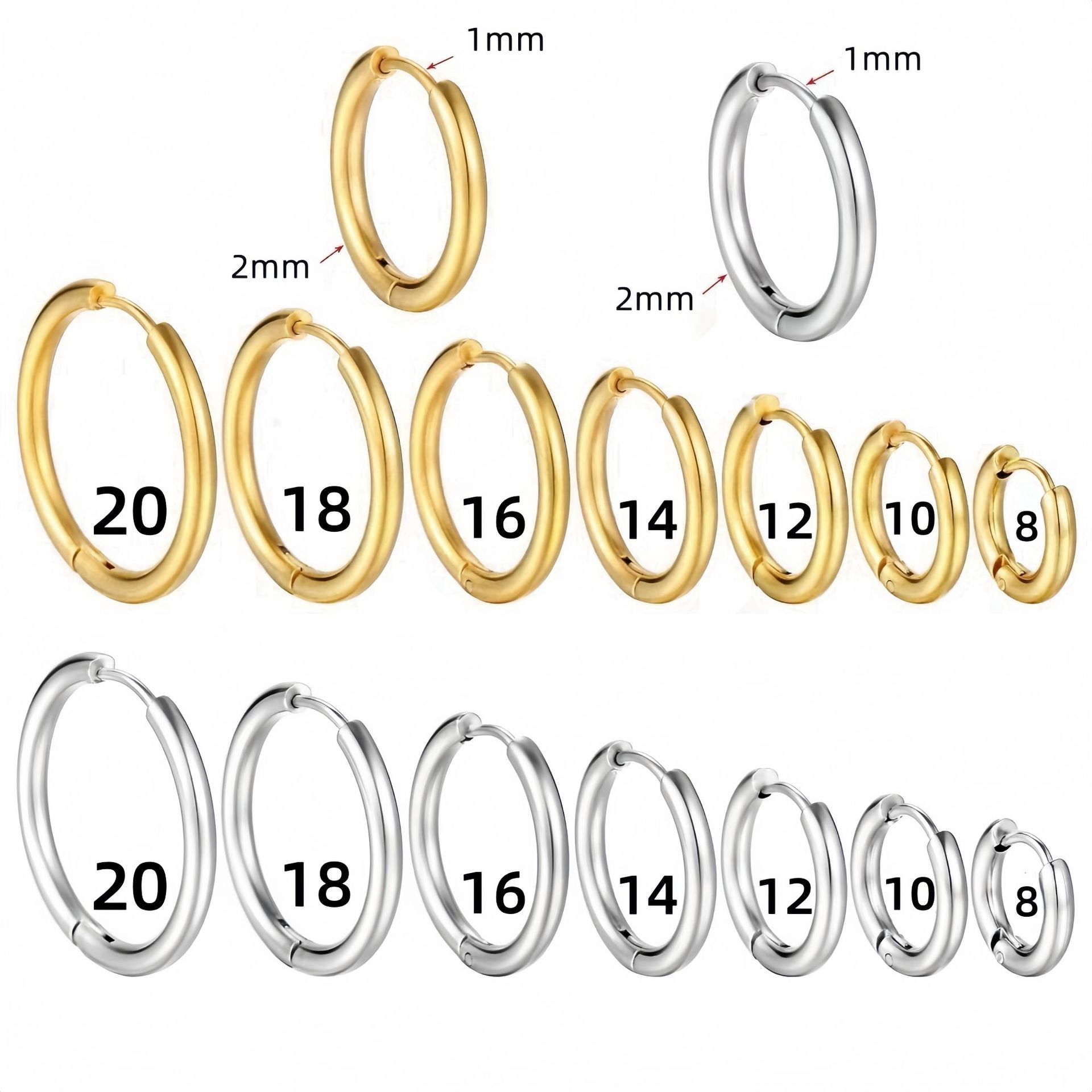 Factory in stock stainless steel earrings simple round plain captive ear holes for men and women cross-border titanium steel jewelry wholesale