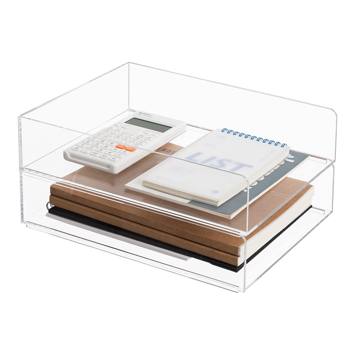 Cross-Border Acrylic File Tray Transparent Stackable Plus A4 Paper Plate Letter Information Storage Rack