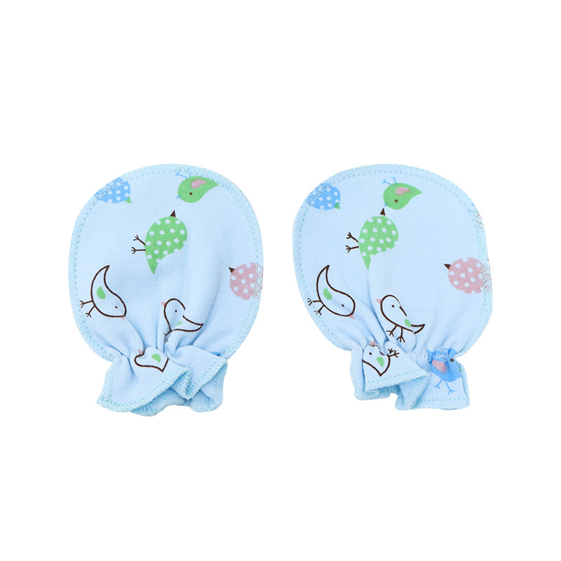 Newborn baby anti-scratch face gloves simple cartoon spring and autumn thin breathable pure cotton baby boys and girls gloves