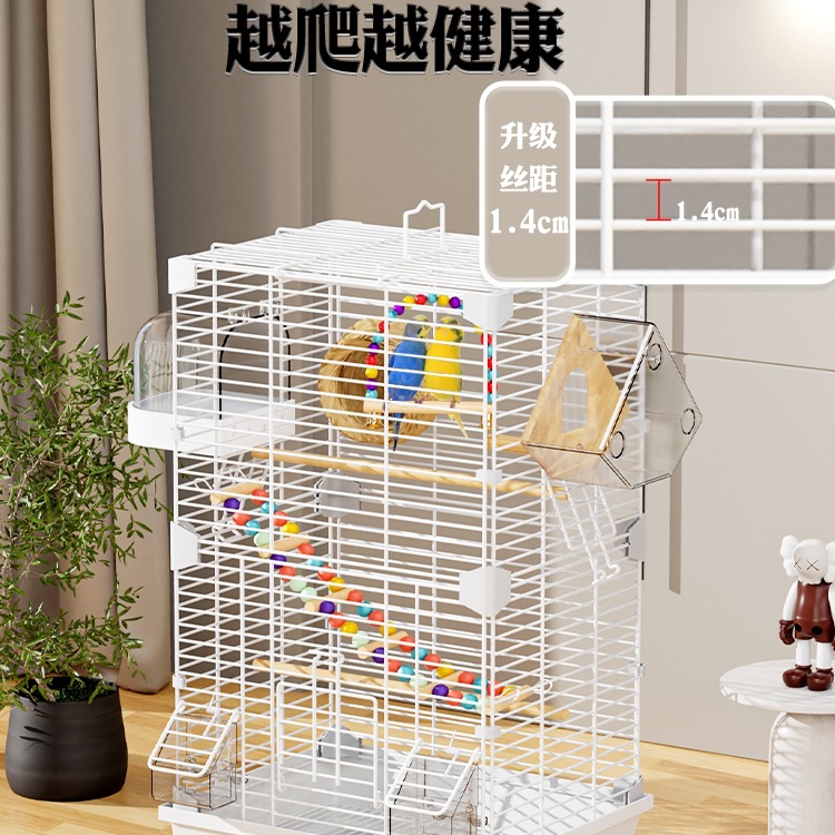 Parrot Bird Cage Tiger Skin Black Phoenix Villa Peony Bird Embroidered Eyes Extra Large Metal Home Large Space Ornamental Cage