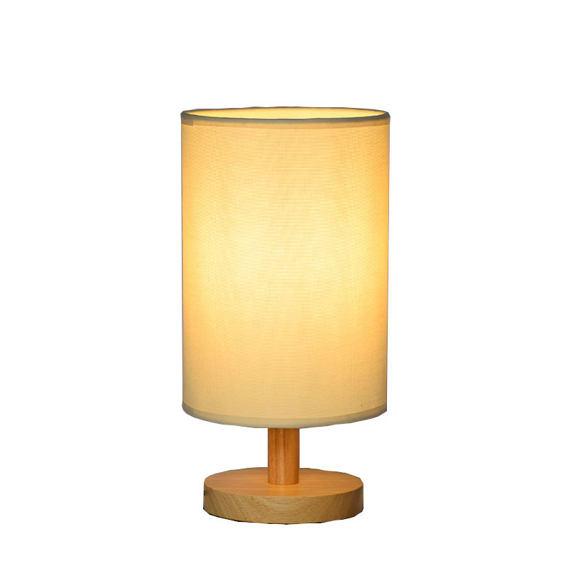 Nordic Southeast Asia Simple Solid Wood Fabric Cloth Cover Cloth Pastoral Table Lamp Bedside Lamp Nightlight Bedroom Small Table Lamp