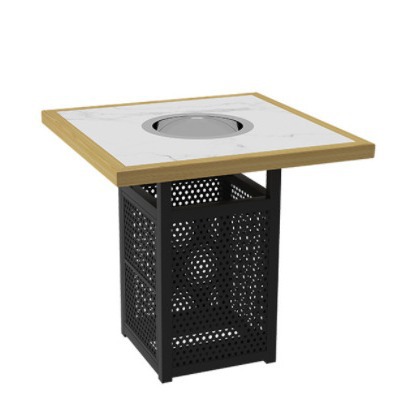 Marble Rock Slab Hot Pot Table Commercial Smokeless Induction Cooker Roasting and Rinse Integrated String Skewers Roast Restaurant Hot Pot Table and Chair