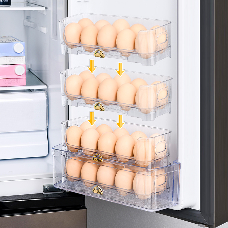 Household thickened box storage box transparent storage box kitchen fresh-keeping refrigerator side door multi-layer stackable egg mop