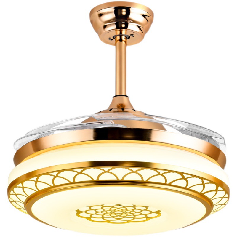 Invisible Fan Light with Intelligent Control for Living Room and Bedroom, Ceiling Fan Light with Strong Wind Power, Household Inverter Fan with Integrated Chandelier