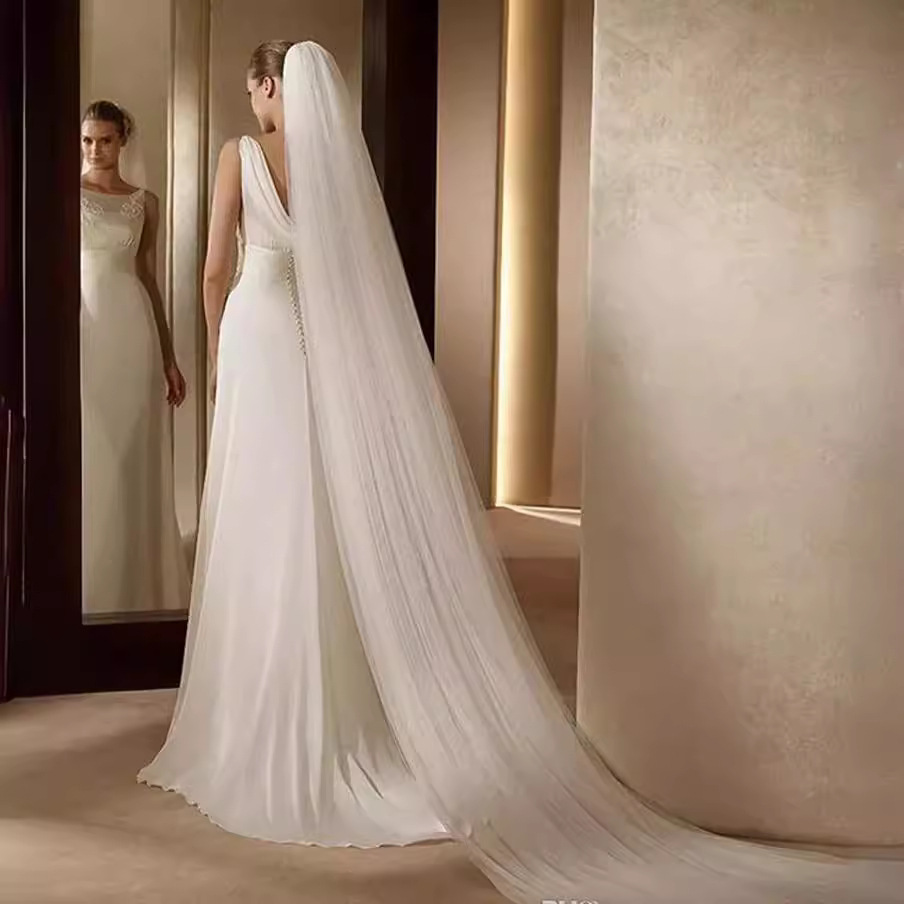 New Veil 3m Long Single Layer Double Layer Three Layer Soft Mesh Large Tail Wedding Dress Bridal Veil with Hair Comb