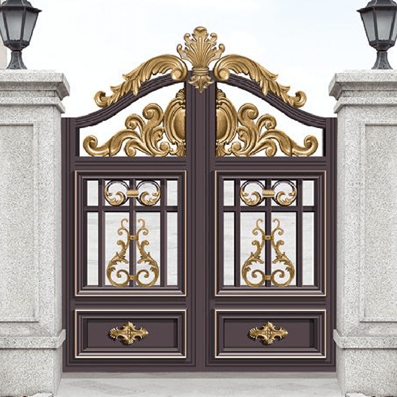 Aluminum Alloy Villa Door European Style Courtyard Garden Entrance Double Door Double Opening Sliding Home Anti-Theft Yard Door