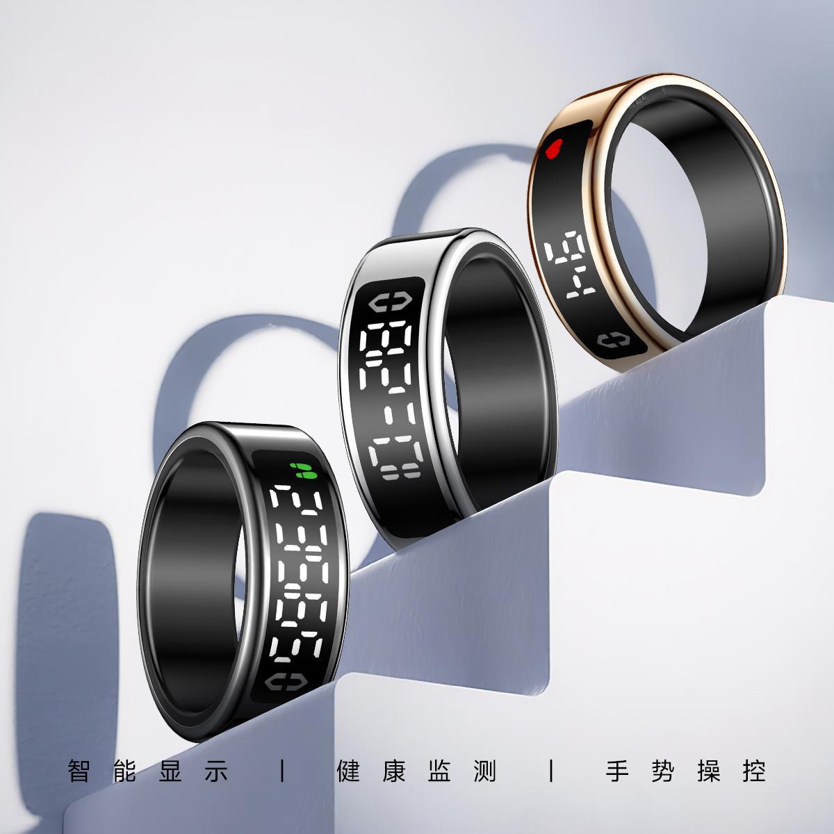 Умное кольцо SY01 с дисплеем, сенсорной зарядной станцией, функцией пролистывания фото, измерением сердечного ритма и уровня кислорода в крови, сна