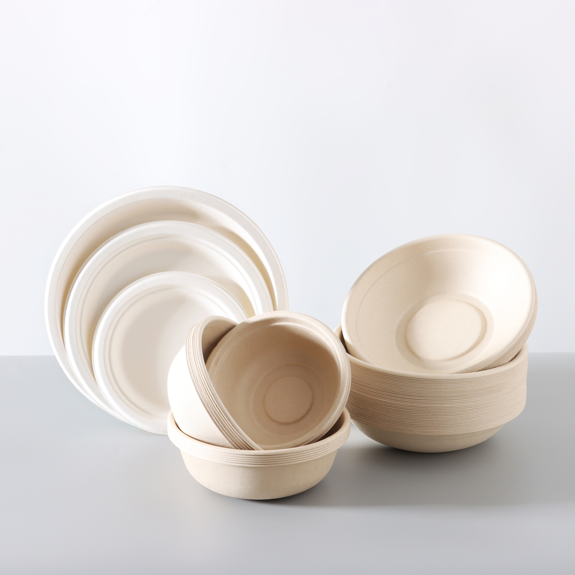 Disposable Paper Bowl Food Grade Party Tableware Dinner Bowl Commercial Household Degradable Barbecue Bowl Thickened Bagasse Bowl