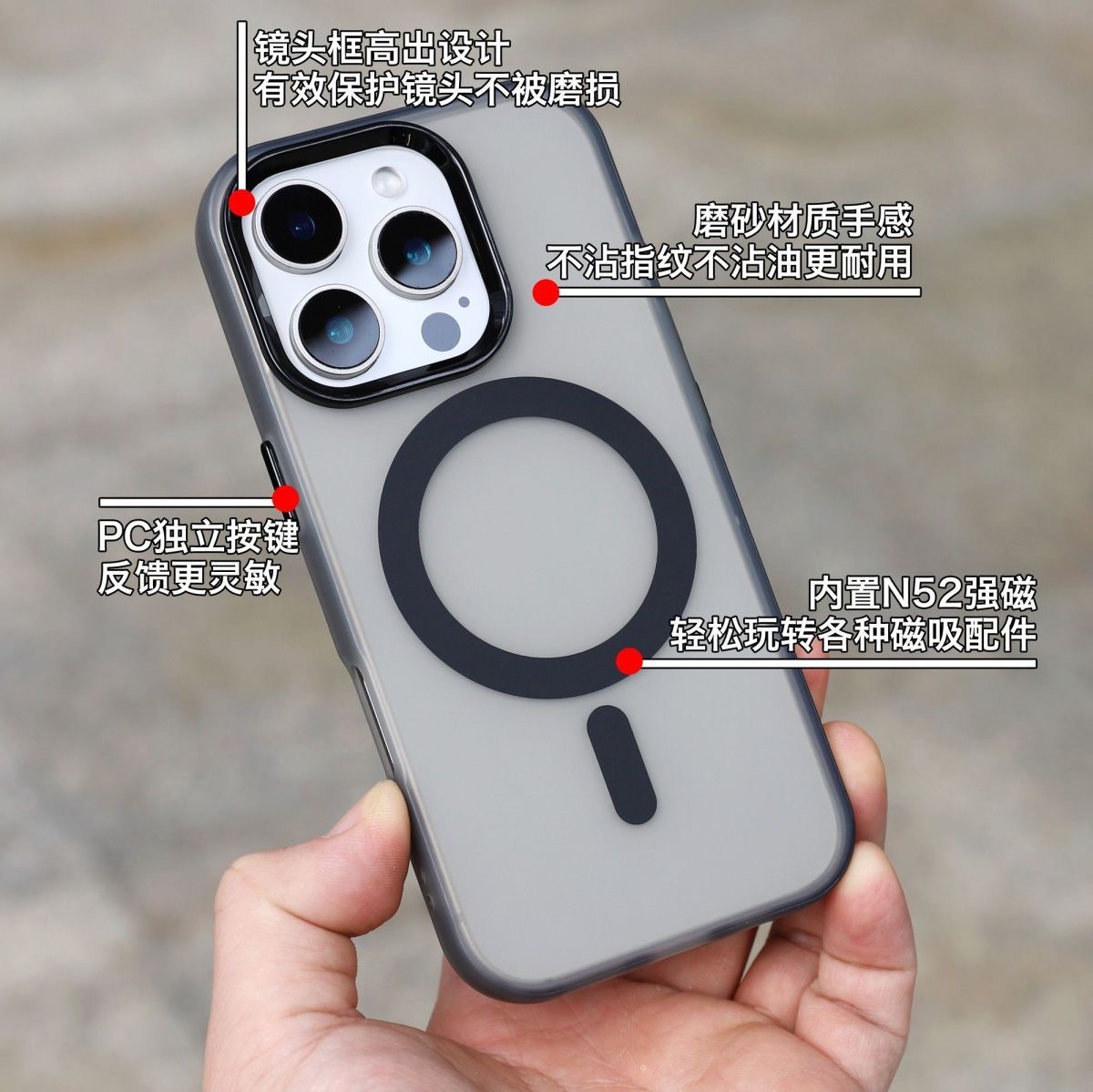 Cross-Border Imd Frosted Skin-Feel Magnetic Phone Case 2.0mm Apple 16Pro Candy Skin-Feel Two-In-One Protective Case