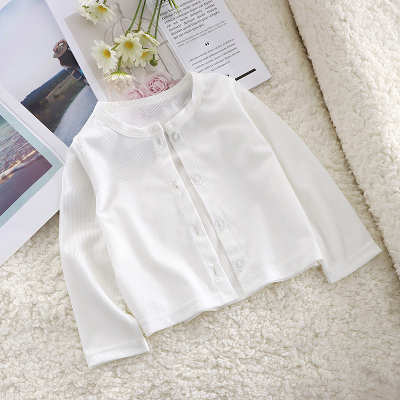 Girls Long-Sleeved T-Shirt Summer Baby Girl Cardigan Top Korean Style Girl Candy Color Outwear Ice Silk Sun Protection Clothing Thin