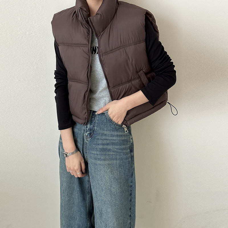 Новый стеганый жилет для женщин, короткий, осень и зима 2024, универсальный
