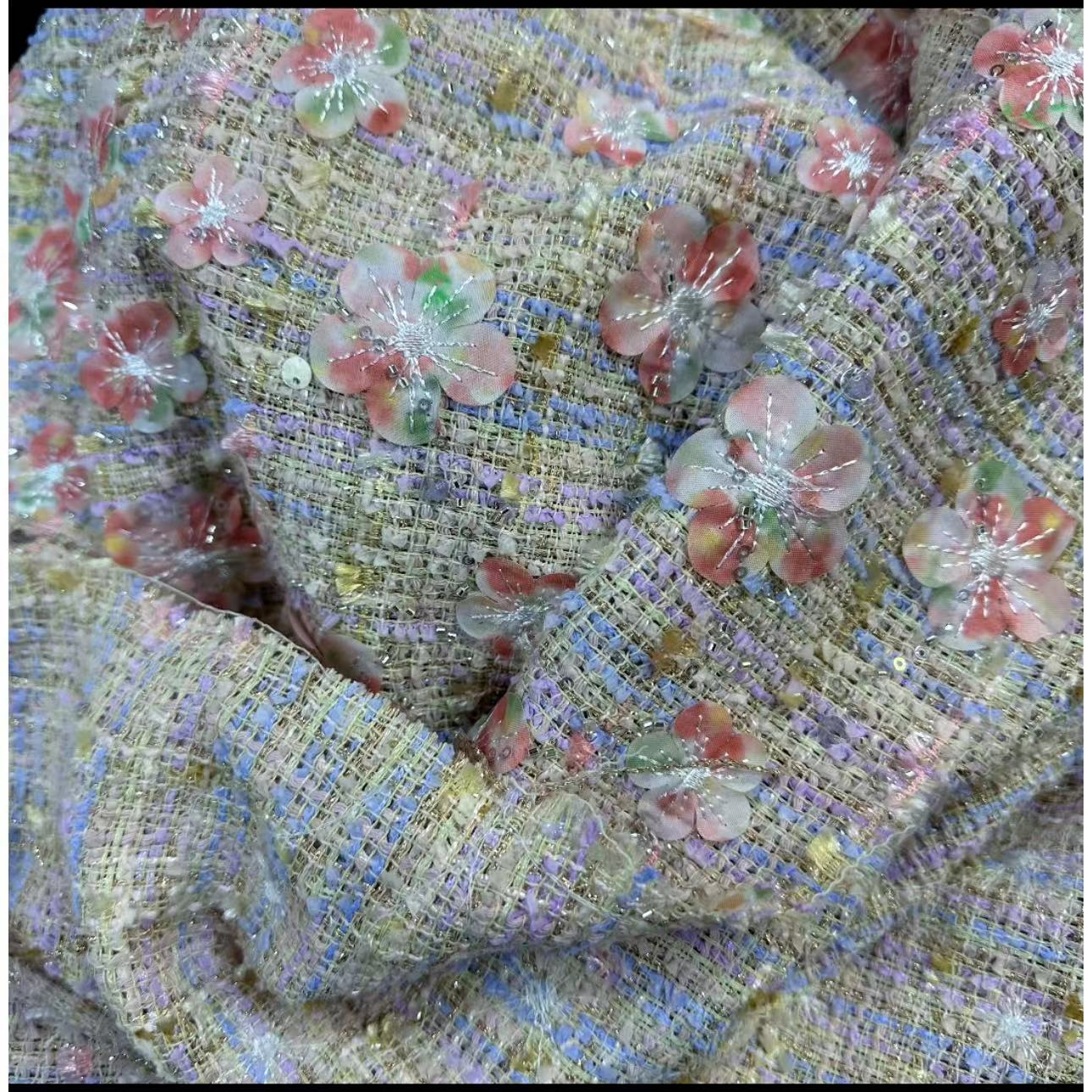Woolen Factory Direct Sales Tweed Style Fabric Woolen Woolen Fabric Printed Embroidered Jacket Autumn and Winter Dress Fabric