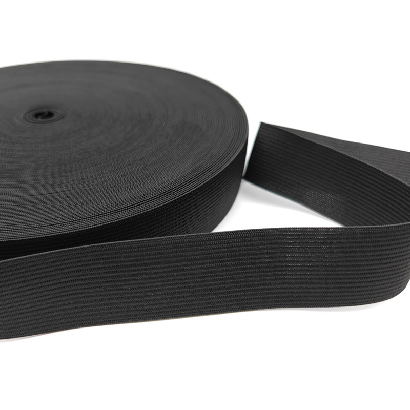 Black and White Crochet Elastic Band, Plain Flat Wide Elastic Knit, Strong Elasticity, Skirt Waistband Elastic Band