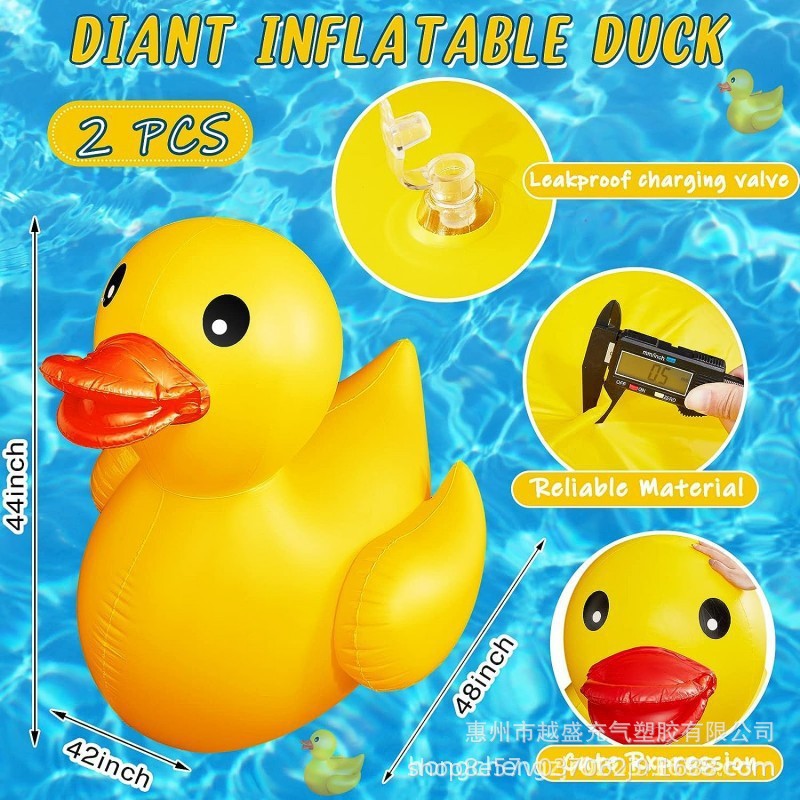 Thickened Yellow Duck Ride-On Float, Adult Inflatable Sunglasses Duck Pvc Swimming Ring Photography Prop, Cross-Border Ready Stock