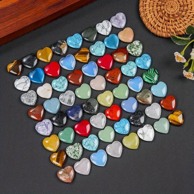 Factory Direct Sales Natural Crystal Gemstones 20X6 Heart-Shaped Home Decoration Ornaments with Various Labels