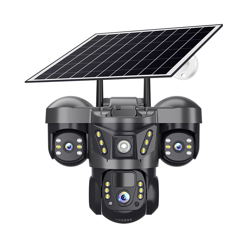 V380 True Trinocular Solar Surveillance Camera Outdoor Waterproof Cross-Border Wholesale Dropshipping 4g Home Camera