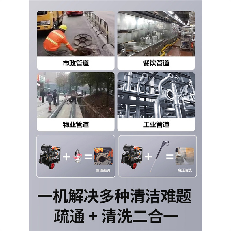 Kaiboni High-Pressure Pipe Dredging Machine 220V Diesel Gasoline Electric Professional Sewer Water Rat Industrial Cleaning
