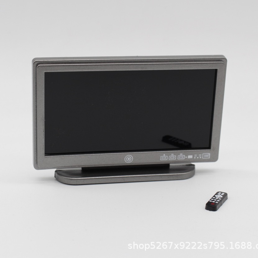 1:12dollhouse Doll House diy Mini Model Toy Micro Scene Gray Tv with Remote Control