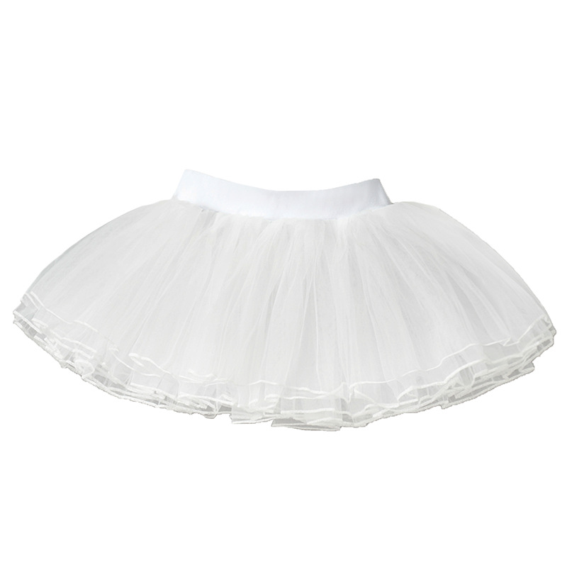 Children's Dance White Veil Skirt Girls' Skirt Short Skirt Dancing Ballet Tutu Skirt Practice Skirt Dancing Dress Skirt