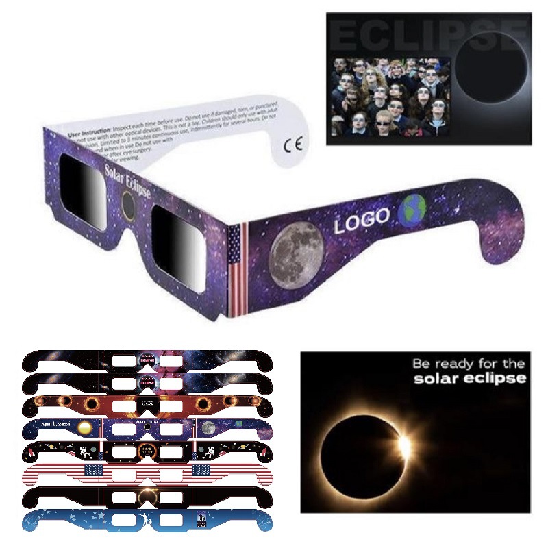 Customized 2025 Solar Eclipse Viewing Glasses Paper-Made Total Solar Eclipse Glasses Annular Eclipse Solar Eclipse Viewing Glasses Iso