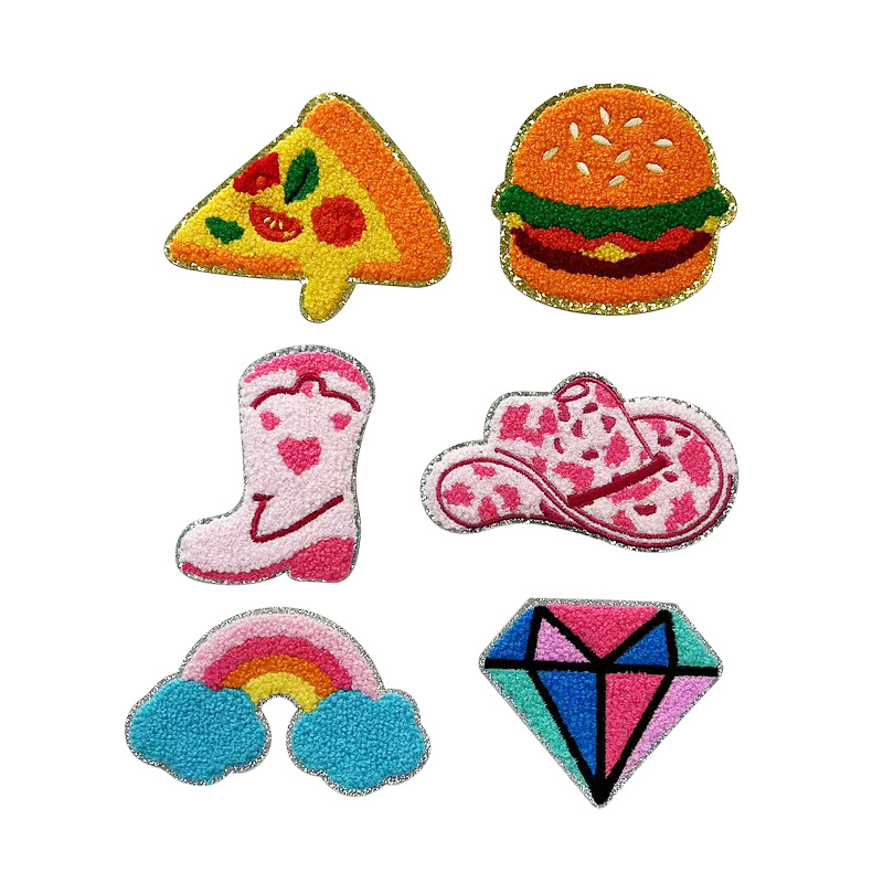 Cartoon Handmade Towel Embroidery Garment Accessories Thickened Plush Embroidery Cloth Paste Felt Embroidery Cloth Paste Back 3M Glue Self-adhesive