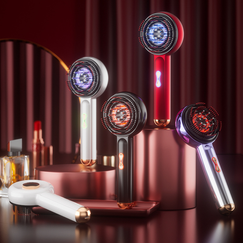 Электрическая EMS многофункциональная массажная расческа, лазерный инструмент для роста волос, массажер для кожи головы, медицинская расческа, красная расческа