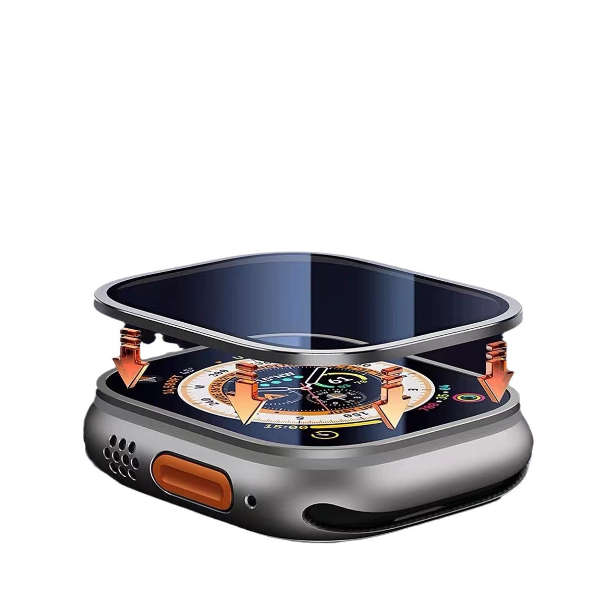 Suitable for apple watch apple iwatchultra1/2 aluminum alloy tempered film metal frame integrated 49mm