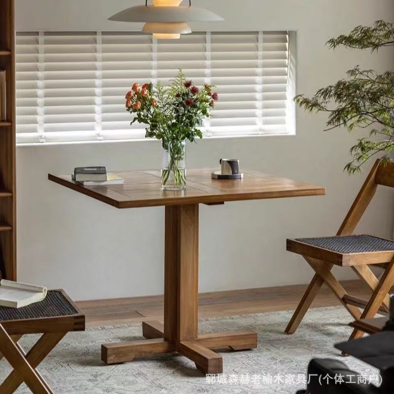 Квадратный обеденный стол из массива дерева, для кафе, маленький столик из старого вяза