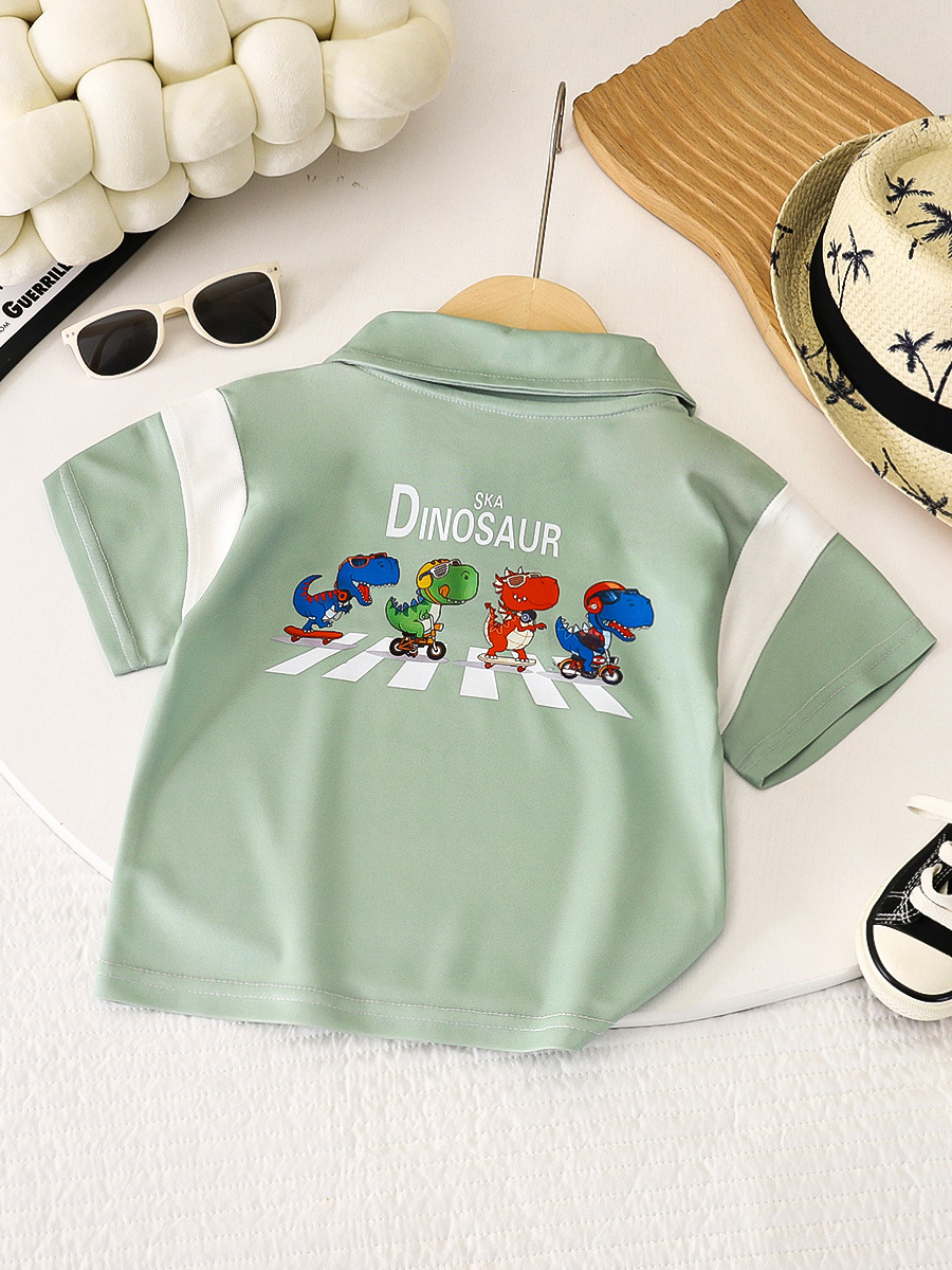 New Children's Summer Cartoon Polo Shirt T-shirt for Boys and Girls Thin Printed Short-sleeved Baby's Korean-style Lapel Top