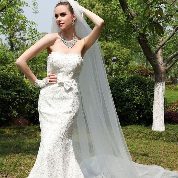 3 meters long 2-layer tail yarn plain yarn wholesale with hair comb simple wedding dress wedding party travel photo