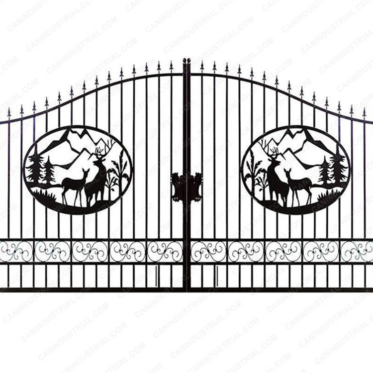 European Style Wrought Iron with Flower Folio with Door Insert Community House School Outdoor Home Country Entry Door Customization