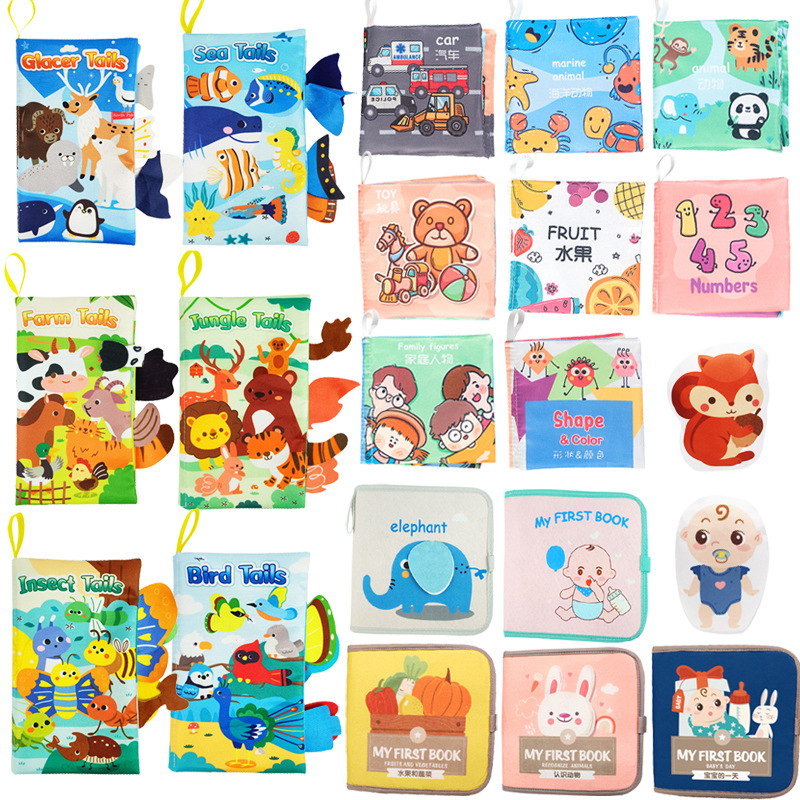 Baby Baby Tail Cloth Book Educational Enlightenment Early Education Toys 0-3 Years Old Toys Tear Cloth Book