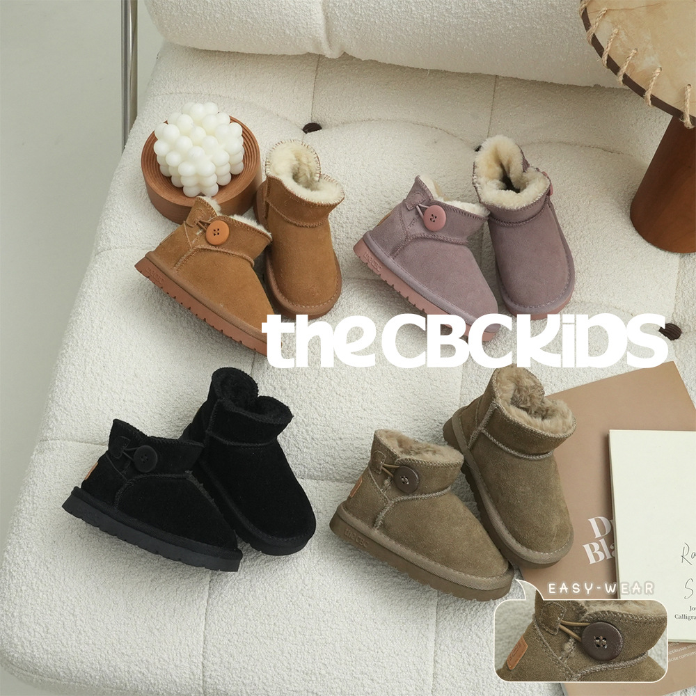 Детские зимние ботинки Xshx "Log Button" из натуральной кожи для мальчиков и девочек, утолщенные зимние ботинки без шнурков