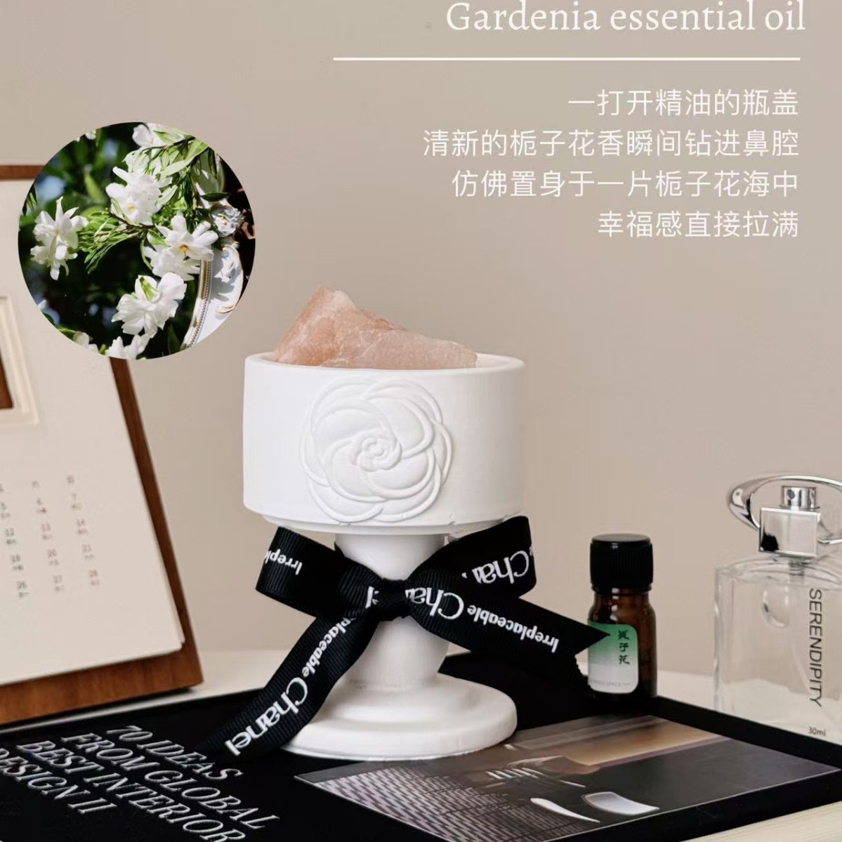 European Camellia Crystal Diffuser Stone Aromatherapy Ornaments Gift Box Living Room Bedroom Fragrance Aromatherapy