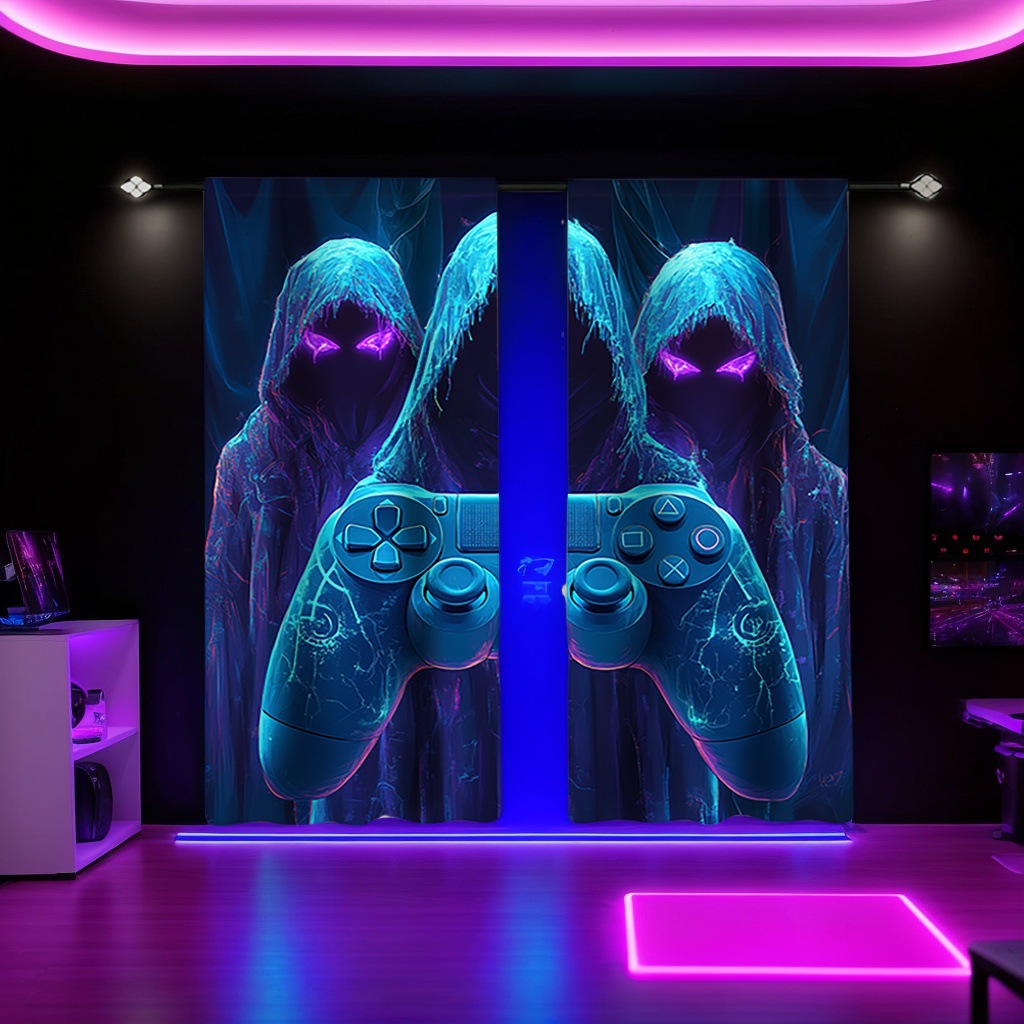 Jit Game Controller Design, Cross-Border Exclusive Factory Direct Sales, Digital Printing Processing Curtains and Screens for E-Sports Rooms