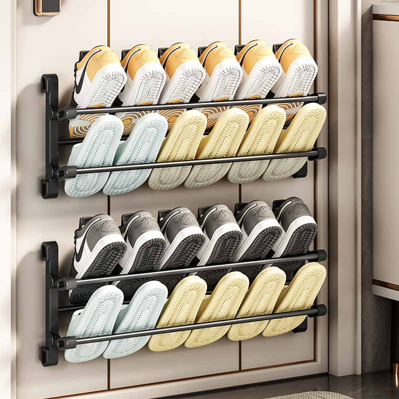 Foldable Shoe Rack Behind the Door for Home Use, Simple Folding Wall-Mounted Storage, Wall-Mounted Bathroom Slipper Shoe Rack on the Door