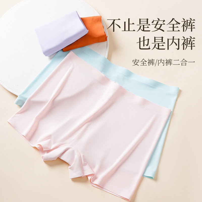 Бесшовные боксёры из льняного шелка, защитные брюки для женщин, не для ходьбы, летние, большого размера, средней талии