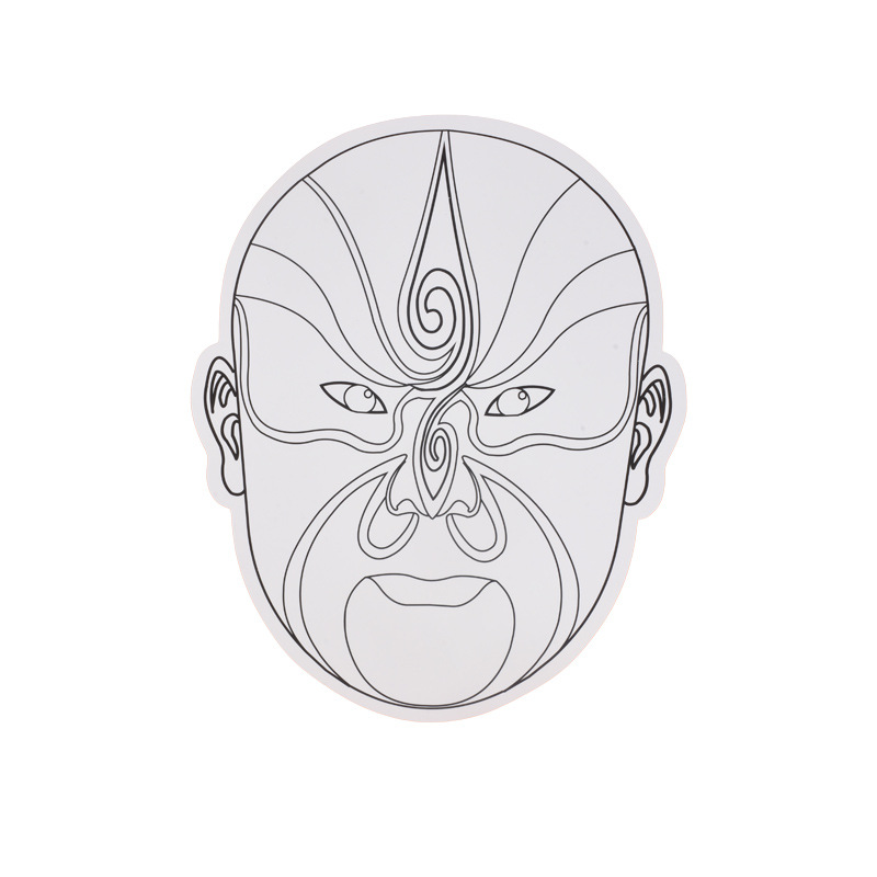 Peking Opera Mask diy Hand-painted Plane Art Blank Painting Pulp Mask Kindergarten Children's Painting Line Drawing