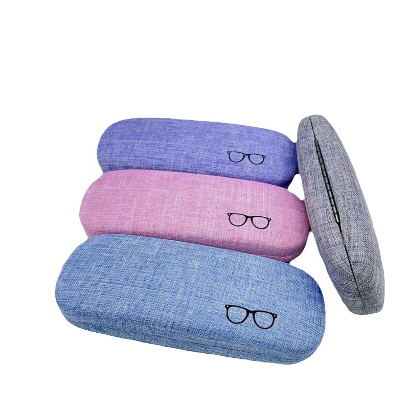 Linen Glasses Case Portable Anti-Stress Fashion Imitation Pressure Student Myopia Plate Frame Glasses Case Wholesale Customization