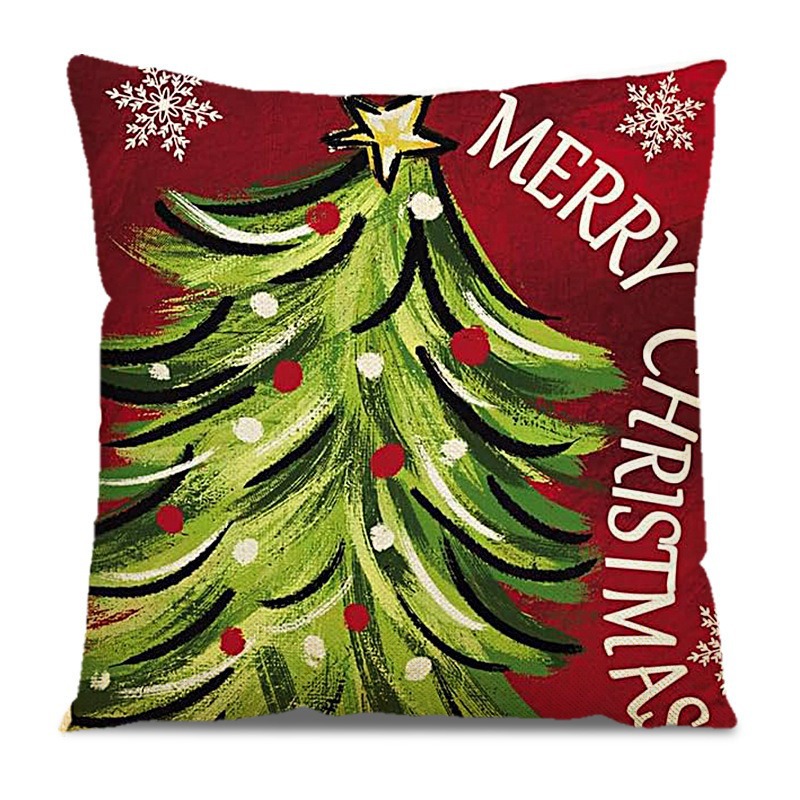 Amazon Hot Christmas Theme Pillow Case Christmas Snowman Printed Linen Pillow Case High Color Value Car Pillow Case