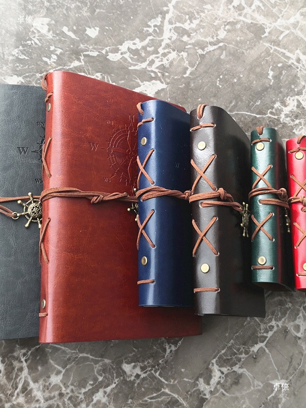 European-Style Retro Faux Leather Travel Journal with Strap, Loose-Leaf Kraft Paper Nostalgic Pen Diary, Available in Large, Medium, and Small Sizes