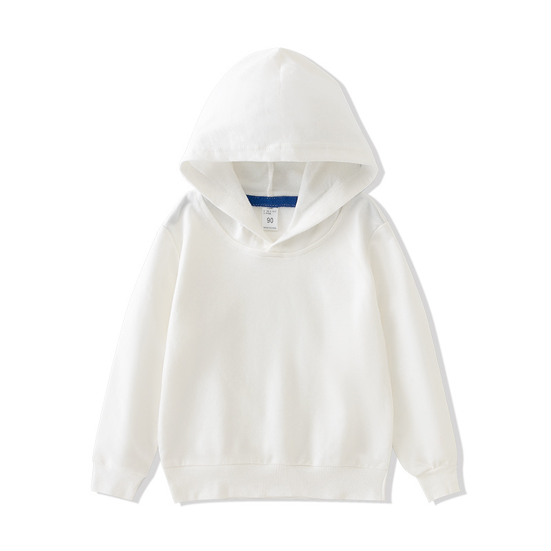 Детский худи из чистого хлопка весна и осень однотонный