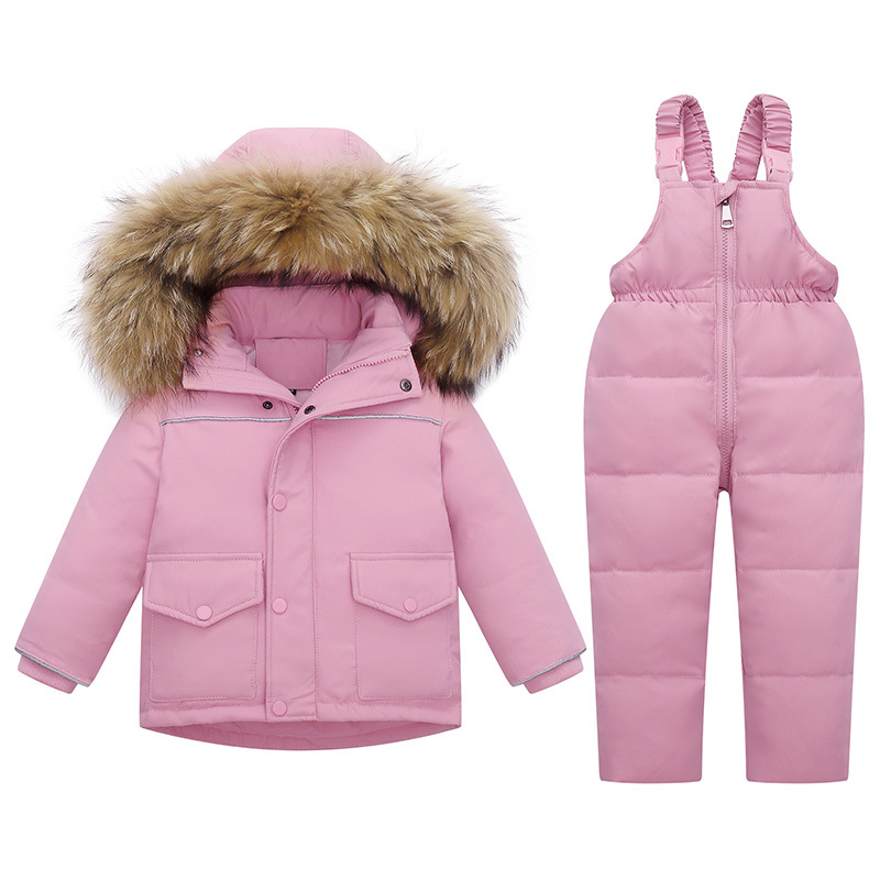 Factory Direct European and American children's down jacket suit boys and girls thickened 1-6 years old ski suit down two-piece suit